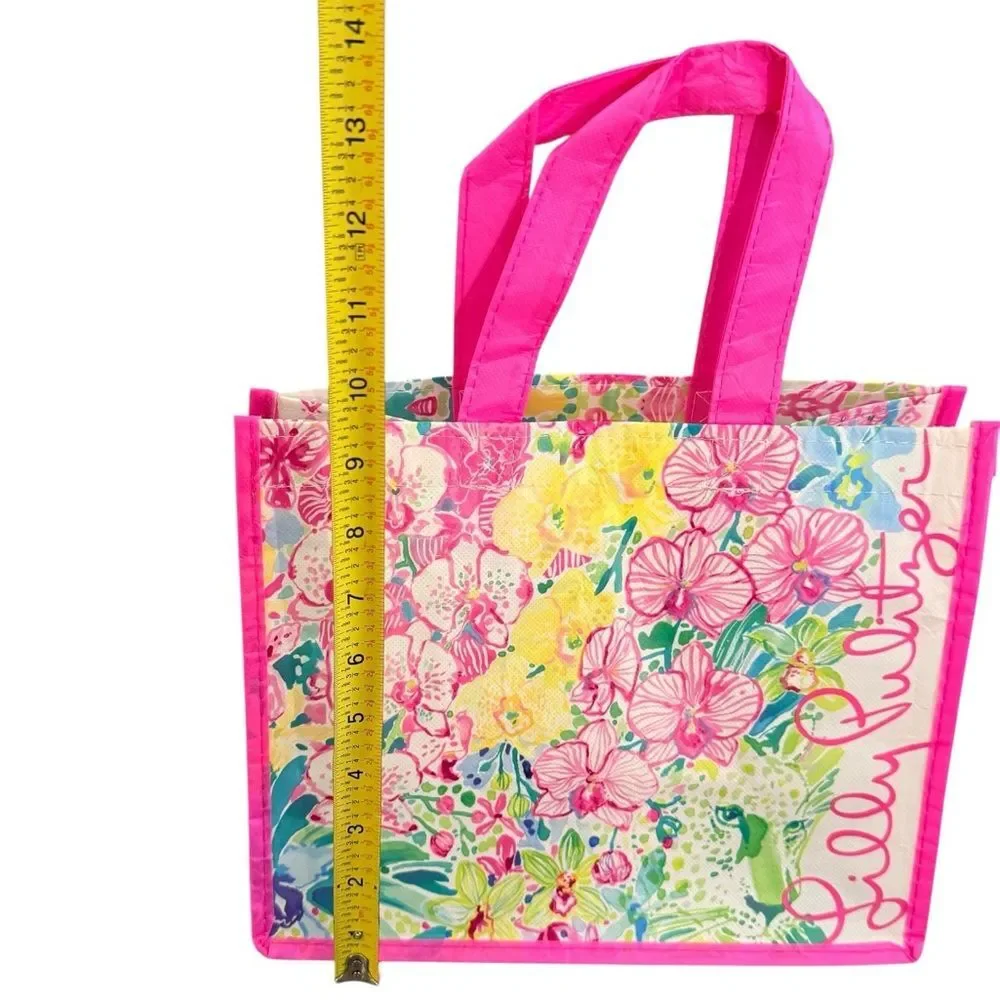 Lilly Pulitzer Reusable Lightweight Shopping Tote Bag Colorful Floral Pattern.